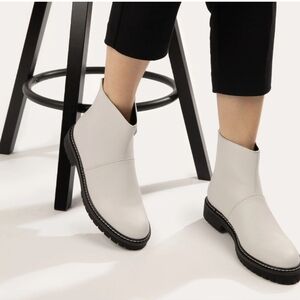 Matt & Nat White Textured Ankle Boots with Black Lug Sole Size 37